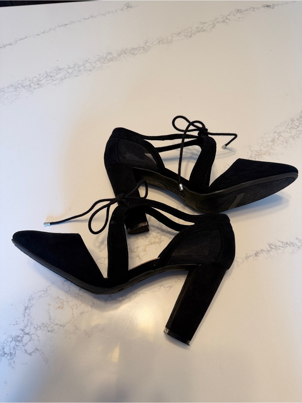 Fantastic condition Black Suede Block Heel Pumps with mesh sides